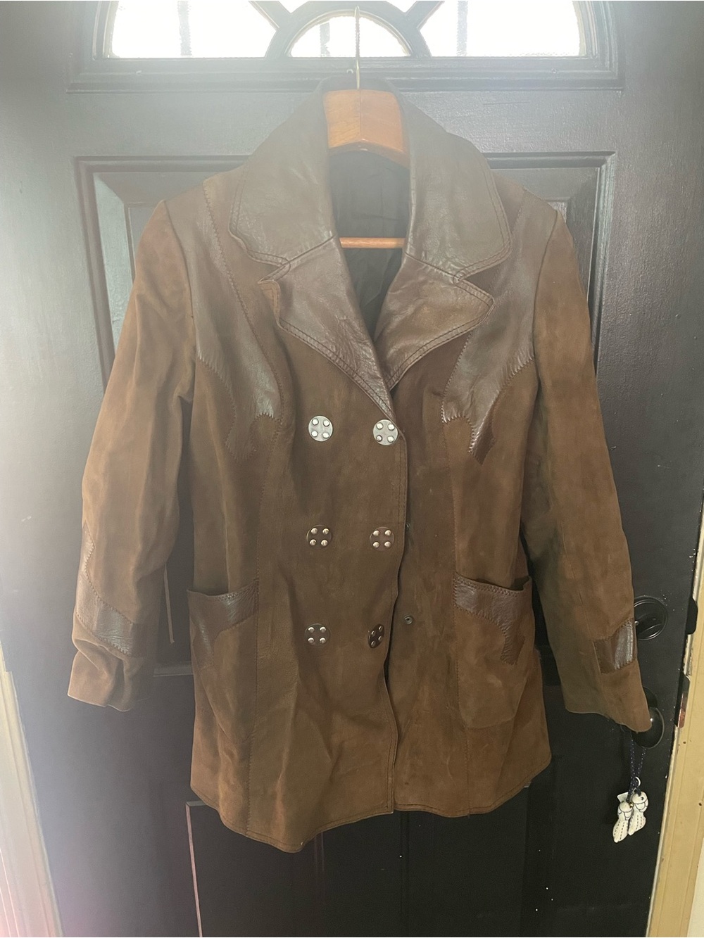 Brown Suede Double-Breasted Coat